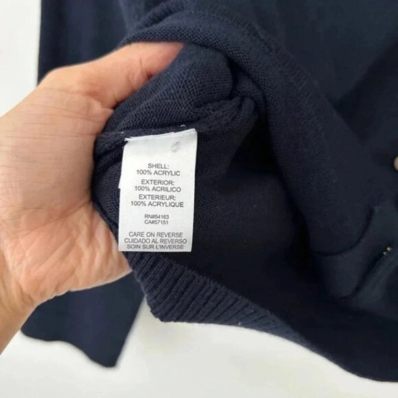 Karl Lagerfeld navy blue cardigan pearl button - Picture 4 of 7